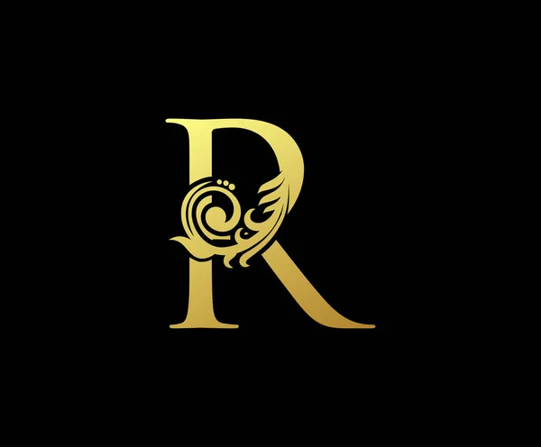 Złoty Royal List Floral Logo Design — Wektor stockowy