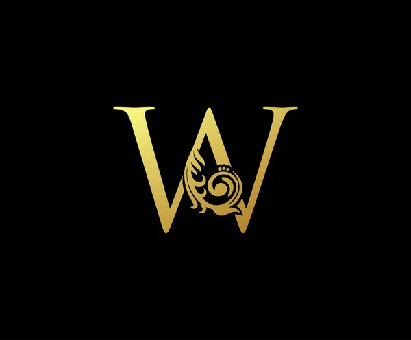 Golden Royal Letter Floral Logo Design — Stockvektor