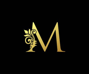 Altın Çiçek M Mektup Logosu Tasarımı.