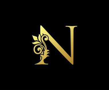 Altın Çiçek ve Harf Logosu Tasarımı.