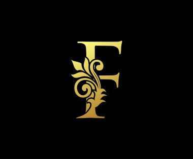 Altın Çiçek F Harf Logosu Tasarımı.