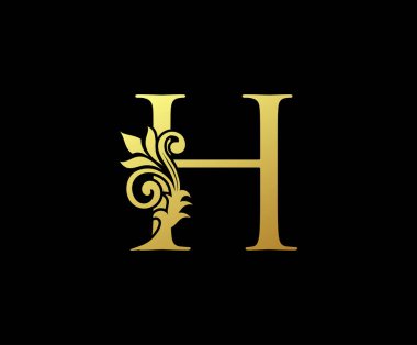Altın Çiçek H Harf Logosu Tasarımı.