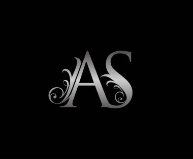 Klasik Harf AS Çiçekli Gümüş El Logo Tasarımı