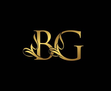 Klasik Harf BG Çiçek Altın El Logo Tasarımı