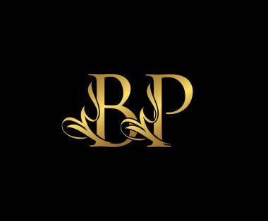 Klasik Harf BP Çiçek Altın El Logo Tasarımı