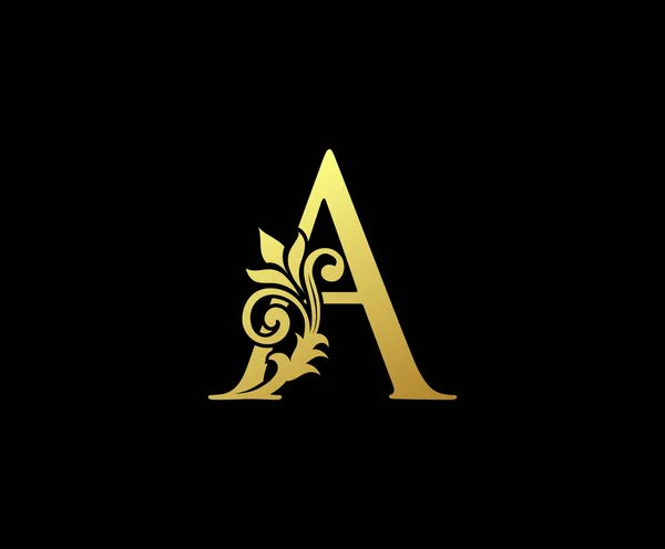 Gold Floral Letter Logo Design — Stockvector