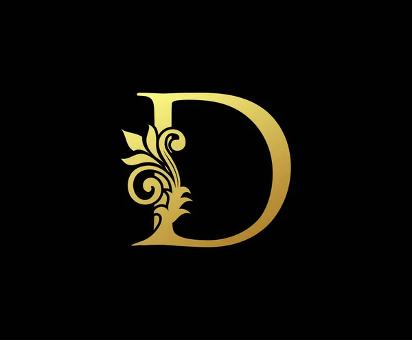 Goud Bloemen Letter Logo Design — Stockvector