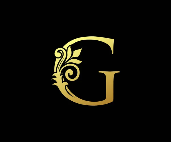 Ouro Floral Carta Logo Design —  Vetores de Stock