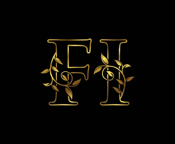 Logo Letra Floral Oro — Archivo Imágenes Vectoriales