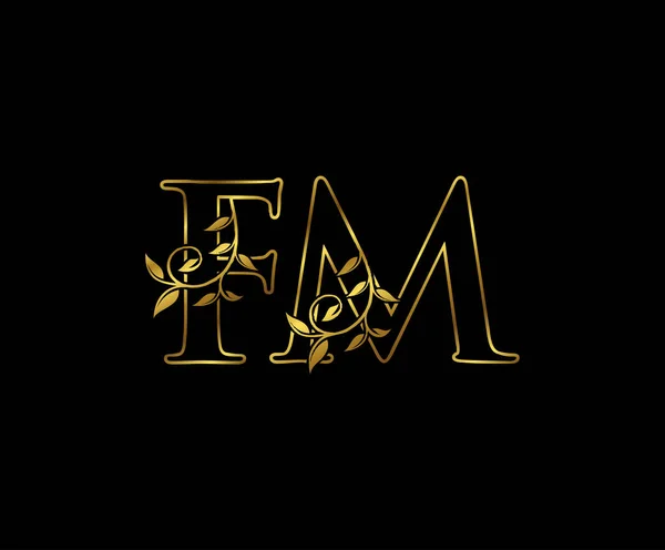 Gold Floral Letter Logo — 스톡 벡터