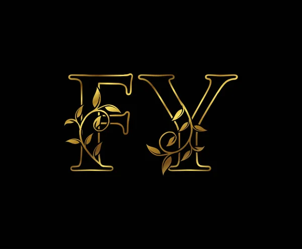Luxury Gold Letter Floral Λογότυπο Εικονίδιο — Διανυσματικό Αρχείο