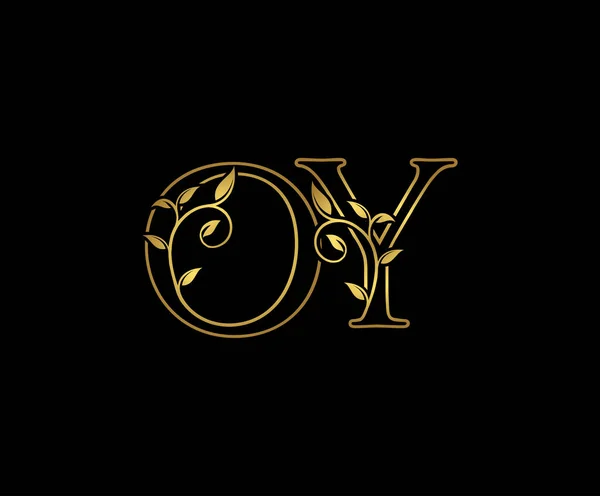 Lyxig Guld Brev Blommig Logotyp Ikonen — Stock vektor