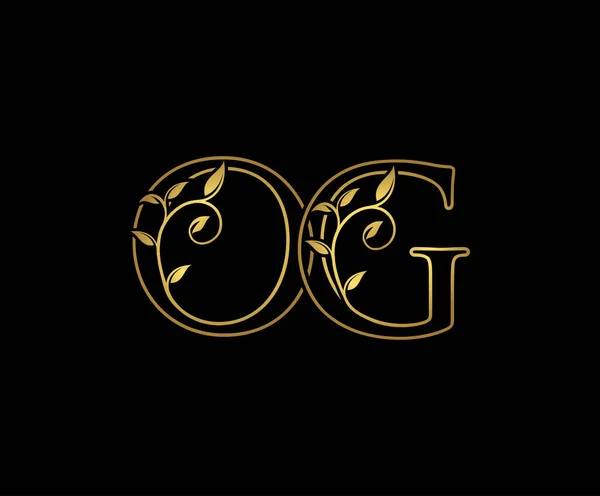 Розкішний Золотий Лист Квітковий Логотип Іконка — стоковий вектор