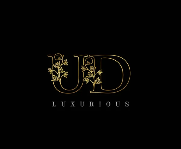 Zlaté Logo Luxusní Písmeno Vzkvétá Design Vektor — Stockový vektor