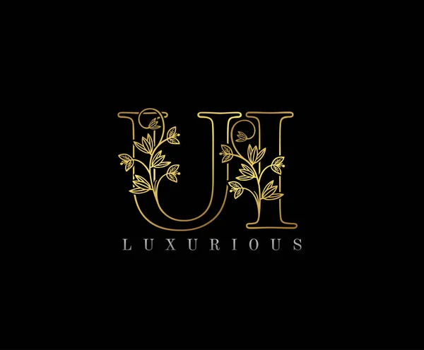 Logo Assurance Chômage Doré Luxe Lettre Fleurit Design Vecteur — Image vectorielle