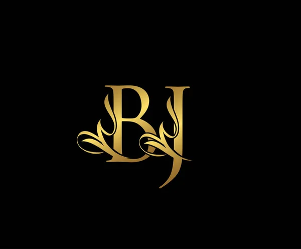 Старовинний Лист Квітковий Золотий Рука Намальований Логотип Дизайн — стоковий вектор