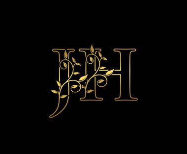 Altın Harf JH Logo Simgesi. İlk harf J ve H Tasarım Vektörü Lüks Altın Renk. Baş harfleri pul işareti işareti yazdır.