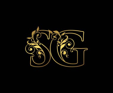 Altın Harf SG Logo Simgesi. İlk harf S ve G Tasarım Vektörü Lüks Altın Renk. Baş harflerin baş harfleri pul işareti..