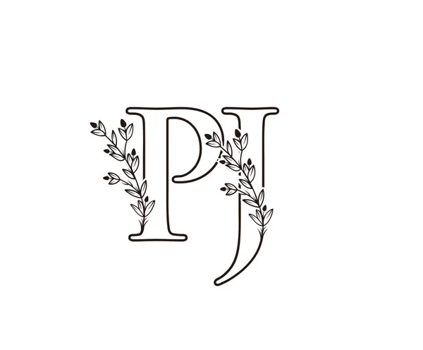 Lettera Floreale Icona Con Logo Design Iniziale Disegnato Mano Stampa — Vettoriale Stock