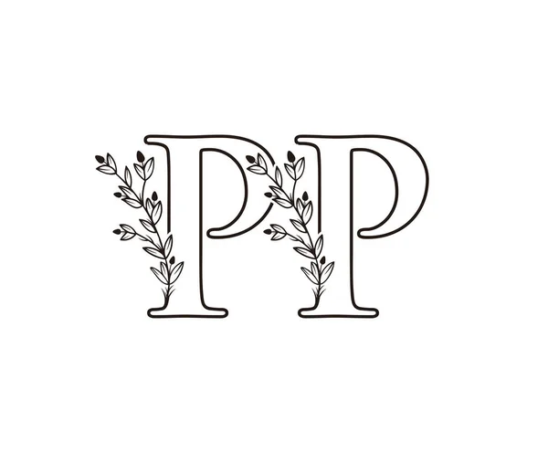 Квітковий Лист Піктограма Логотипу Початковий Рука Намальований Дизайн Друкувати Символ — стоковий вектор