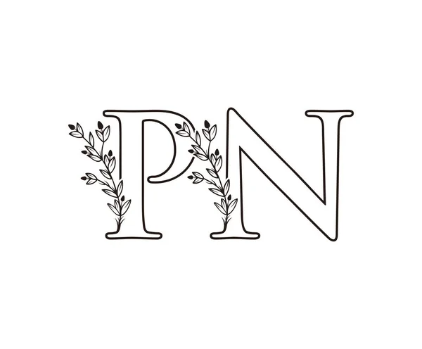 Квіткова Літера Піктограма Логотипу Початковий Ручний Малюнок Design Print Символ — стоковий вектор