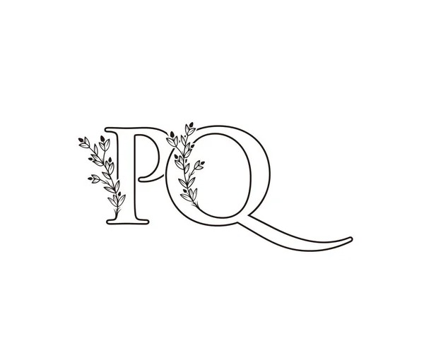 Carta Floral Logo Icono Diseño Dibujado Mano Inicial Signo Sello — Archivo Imágenes Vectoriales