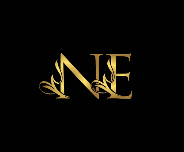ロイヤルゴールデンレターNeロゴアイコン 初期のNとEデザインベクトル高級ゴールドカラー — ストックベクタ