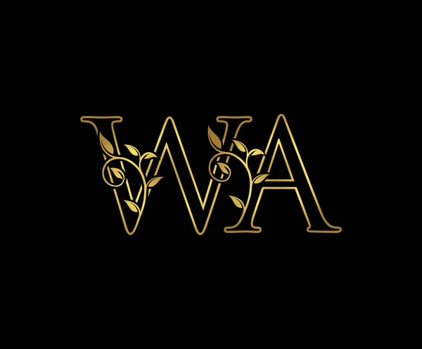 金色字母Wa标志图标 初始W和设计矢量奢华金色 打印的首字母缩写邮票符号符号 — 图库矢量图片