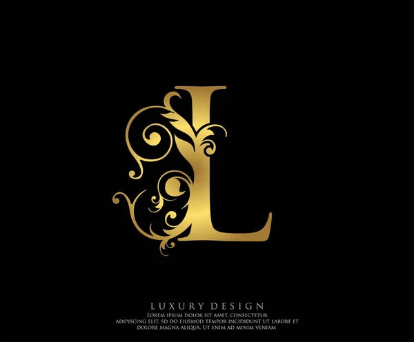 Gold Letter Luxury Beauty Flourishes Ornament Monogram Logo Perfect Boutique — Stock Vector