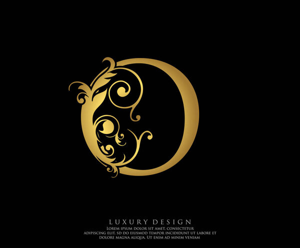 Gold O letter luxury beauty flourishes ornament monogram logo perfect for boutique, wedding invitation, restaurant,hotel.