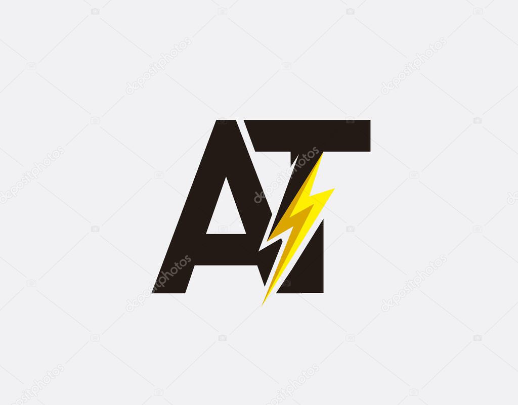 Electrical Letter AT Flash Bolt Logo