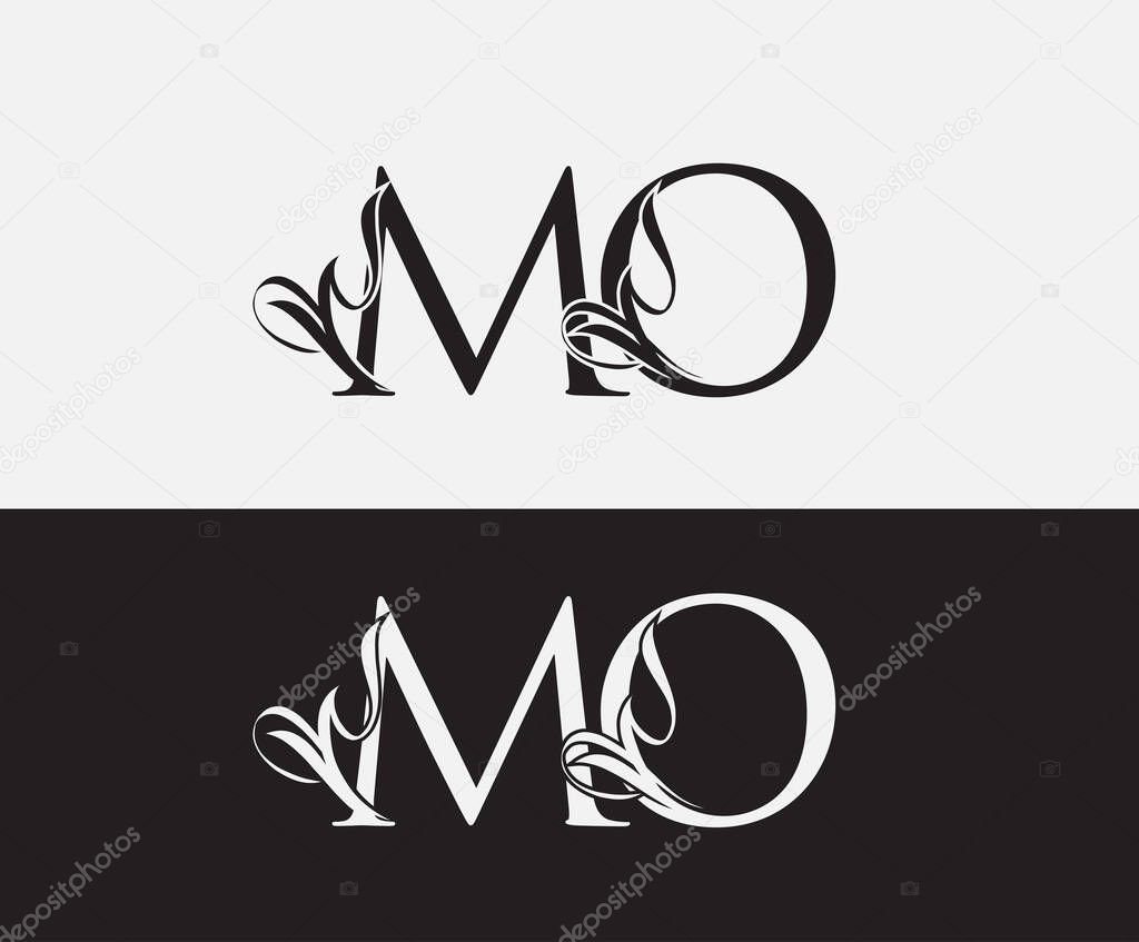 Classic Letter MO Logo Icon . Initial Letter M and O Vector Luxury Design. Print monogram initials stamp sign symbol.