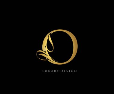 O Vintage Luxury Gold Logosu. Adının baş harfleri Pul Çizgisi İşareti..