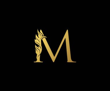 Lüks M Mektup Logosu Şık Yapraklar Şekli Butik, Mücevher, Güzellik Salonu, Kozmetik, Spa, Otel ve Restoran için mükemmel bir tasarım.