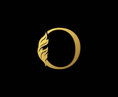 O Harfi Tasarım Vektörü Lüks Altın Rengi. Baş harfleri damga izi işareti işareti..