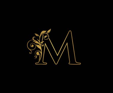 Altın Harf M Logo Simgesi. İlk harf M Tasarım Vektörü Lüks Altın Renk. Baş harflerin baş harfleri Pul Çizgisi İşareti.