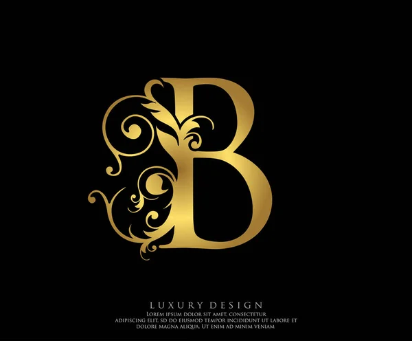 Oro Letra Belleza Lujo Florece Ornamento Logotipo Monograma Perfecto Para — Vector de stock