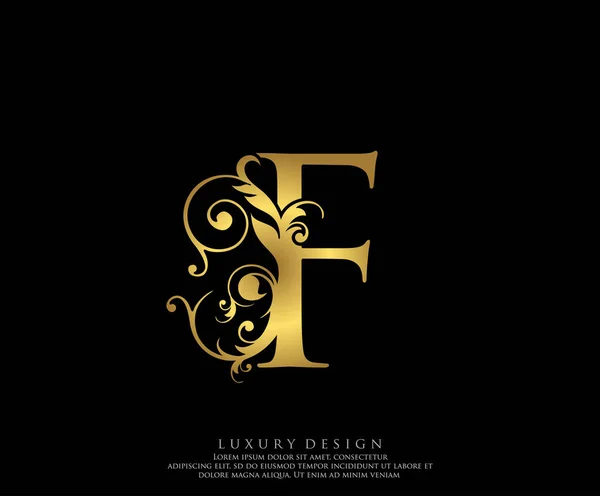 Gold Lettre Luxe Beauté Fleurit Ornement Monogramme Logo Parfait Pour — Image vectorielle