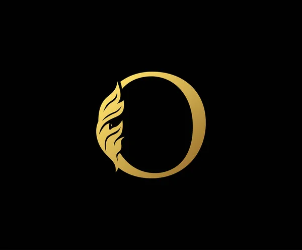 O Harfi Tasarım Vektörü Lüks Altın Rengi. Baş harfleri damga izi işareti işareti..