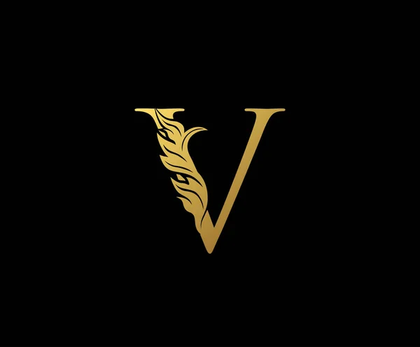 Levél Design Vector Luxus Arany Szín Nyomtatás Monogram Monogram Kezdőbetűk — Stock Vector