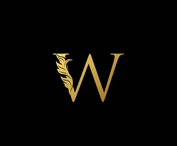 文字Wデザインベクトル高級ゴールドカラー 印刷モノグラムイニシャルスタンプラインアートサインシンボル — ストックベクタ