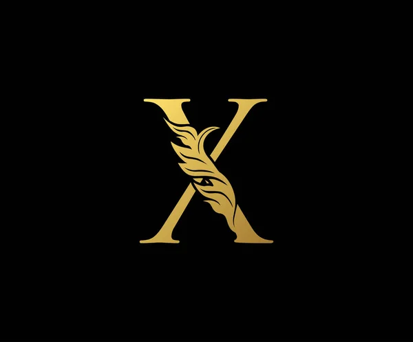 字母X设计矢量奢华的金色 印刷品首字母缩写邮票行艺术标志符号 — 图库矢量图片