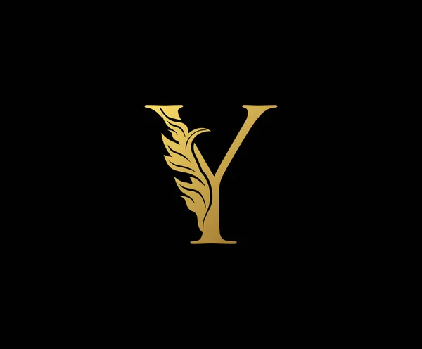 List Design Vector Luxury Gold Color Wydrukuj Monogram Inicjały Linii — Wektor stockowy