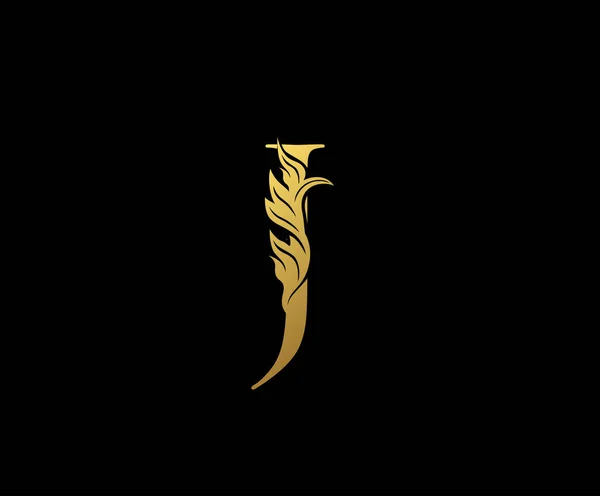 List Design Vector Luxury Gold Color Wydrukuj Monogram Inicjały Linii — Wektor stockowy