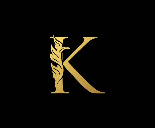 字母K设计矢量奢华的金色 印刷品首字母缩写邮票行艺术符号符号 — 图库矢量图片