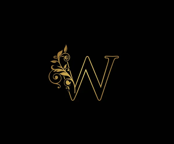 ゴールデンレターWロゴアイコン 初期の文字Wデザインベクトル高級ゴールドカラー 印刷モノグラムイニシャルスタンプラインアートサイン — ストックベクタ