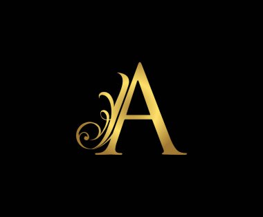 Vintage Harf A logo simgesi. Başlangıç Harfi A Tasarım Vektörü Lüks Altın Renk Simgesi.