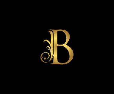 Klasik Harf B Logo Simgesi. İlk harf B Tasarım Vektörü Lüks Altın Renk Simgesi.