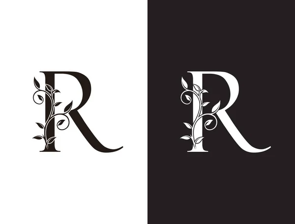Vintage Letter Logo Black Mit Edlem Blumendesign Perfekt Für Boutique — Stockvektor