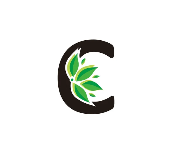 Grüne Blätter Buchstabe Natürliches Logo — Stockvektor